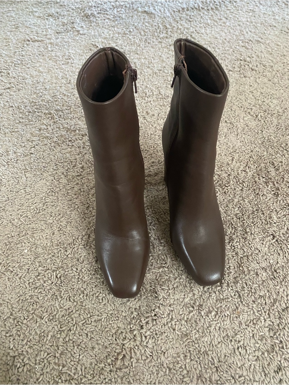 Steve Madden Dark Brown Faux Leather Ankle Booties with Side Zip